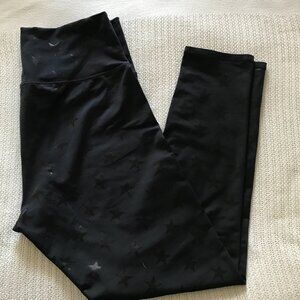 Terez Black Star Foil Print Leggings Womens X-Large NWOT